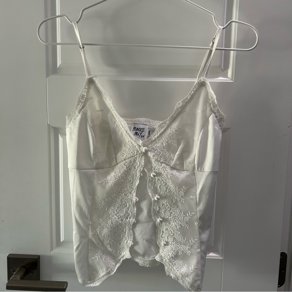 Princess Polly White Lace Camisole Top